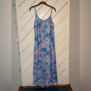 Lilly Pulitzer Blue and Pink Floral Maxi Dress